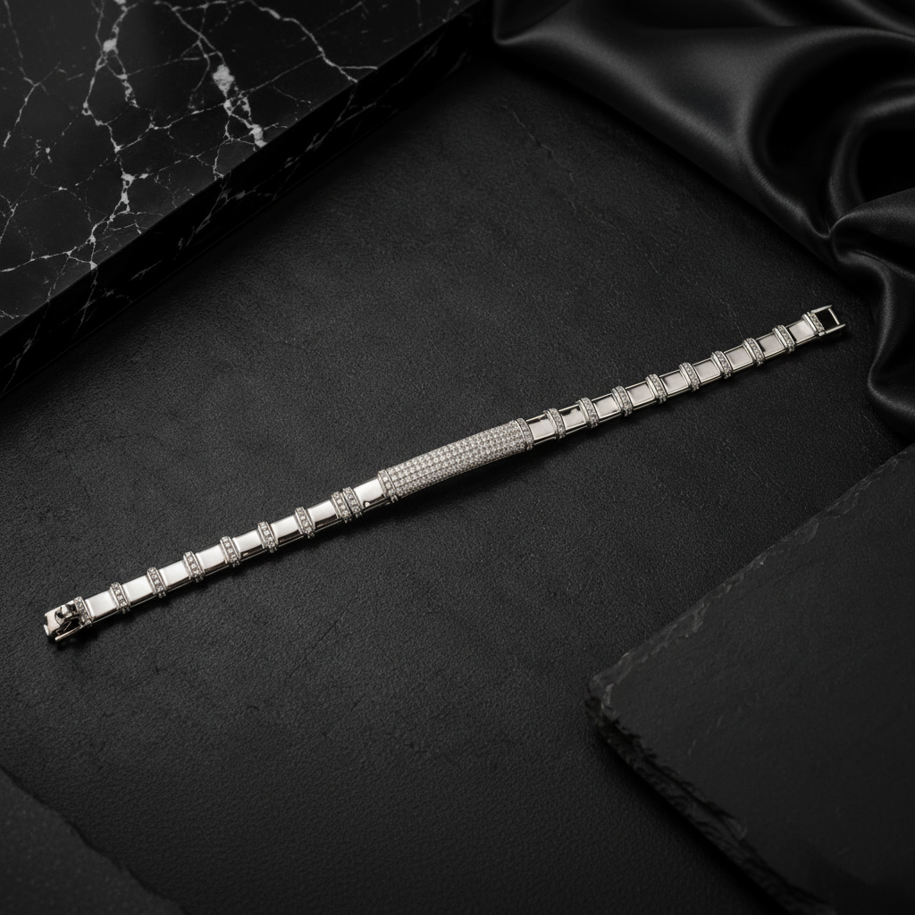 925 Sterling Silver Imperial Bar Bracelet for Men