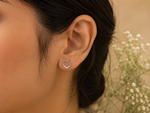 Load image into Gallery viewer, 925 Sterling Silver Heart Stud Earrings with CZ Accents