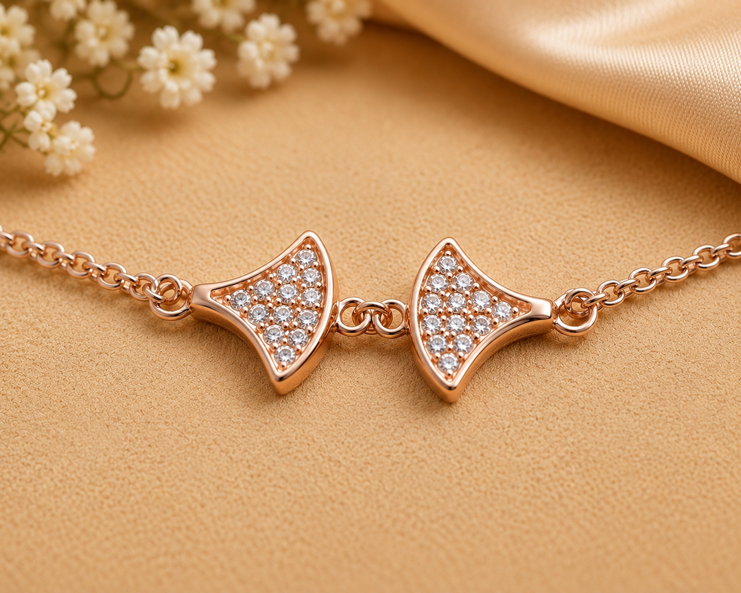 925 Sterling Silver Rose Gold Mother of Pearl Petal Bracelet for Women
