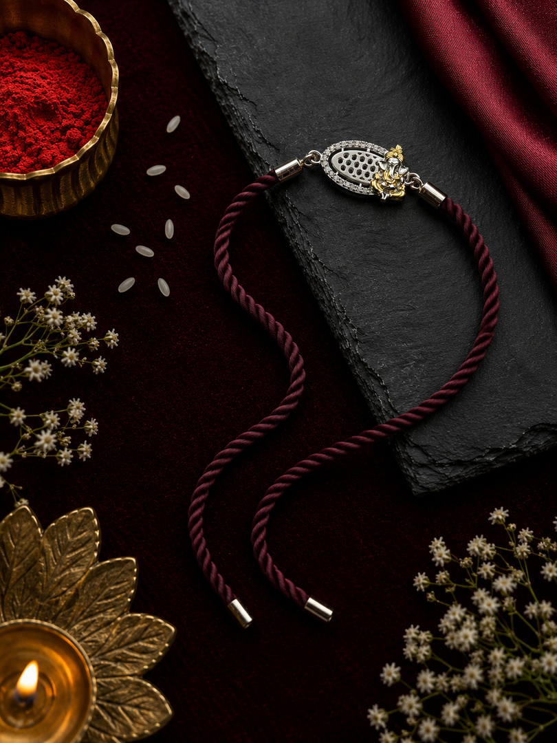 Raksha By Silver Ocean | Divine Ganesha Premium Silver Rakhi