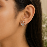 Load image into Gallery viewer, Butterfly Circle Pavé Stud Earrings