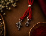 Load image into Gallery viewer, Raksha By Silver Ocean | Oxidised Floral Charm Silver Rakhi