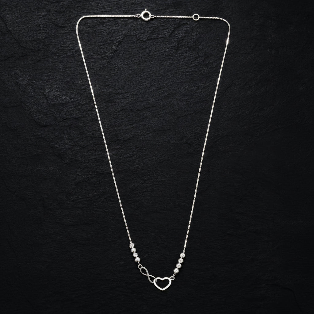 925 Sterling Silver Infinity & Heart Pendant Necklace