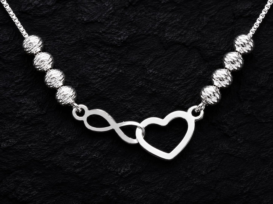 925 Sterling Silver Infinity & Heart Pendant Necklace