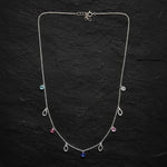Load image into Gallery viewer, 925 Sterling Silver Multicolor Crystal &amp; Oval Charm Necklace