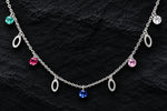 Load image into Gallery viewer, 925 Sterling Silver Multicolor Crystal &amp; Oval Charm Necklace