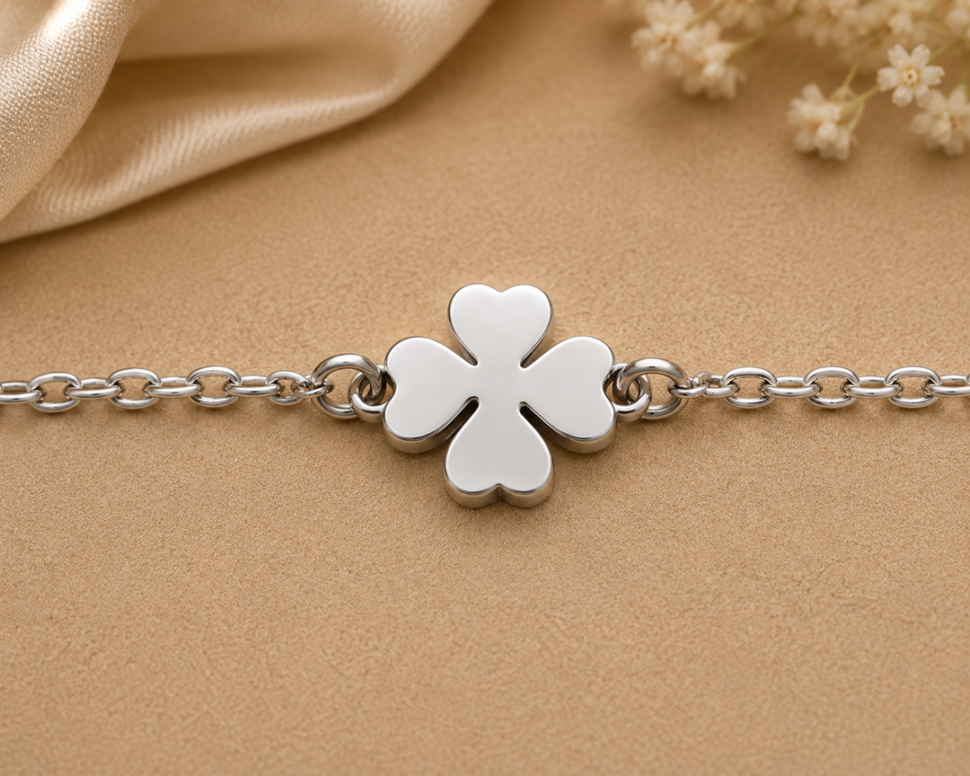 925 Sterling Silver Lucky Clover Chain Bracelet for Women