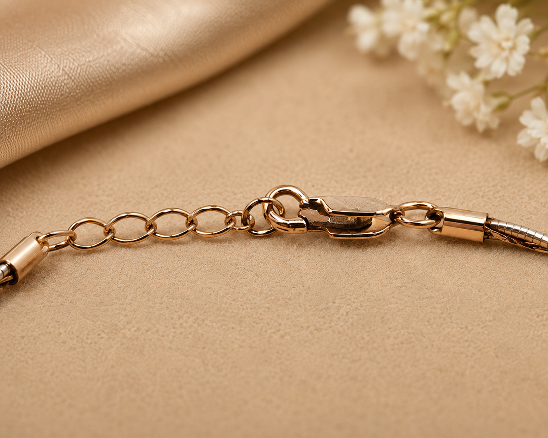 925 Sterling Silver Twisted Two-Tone Bracelet for Women | Rose Gold Finish