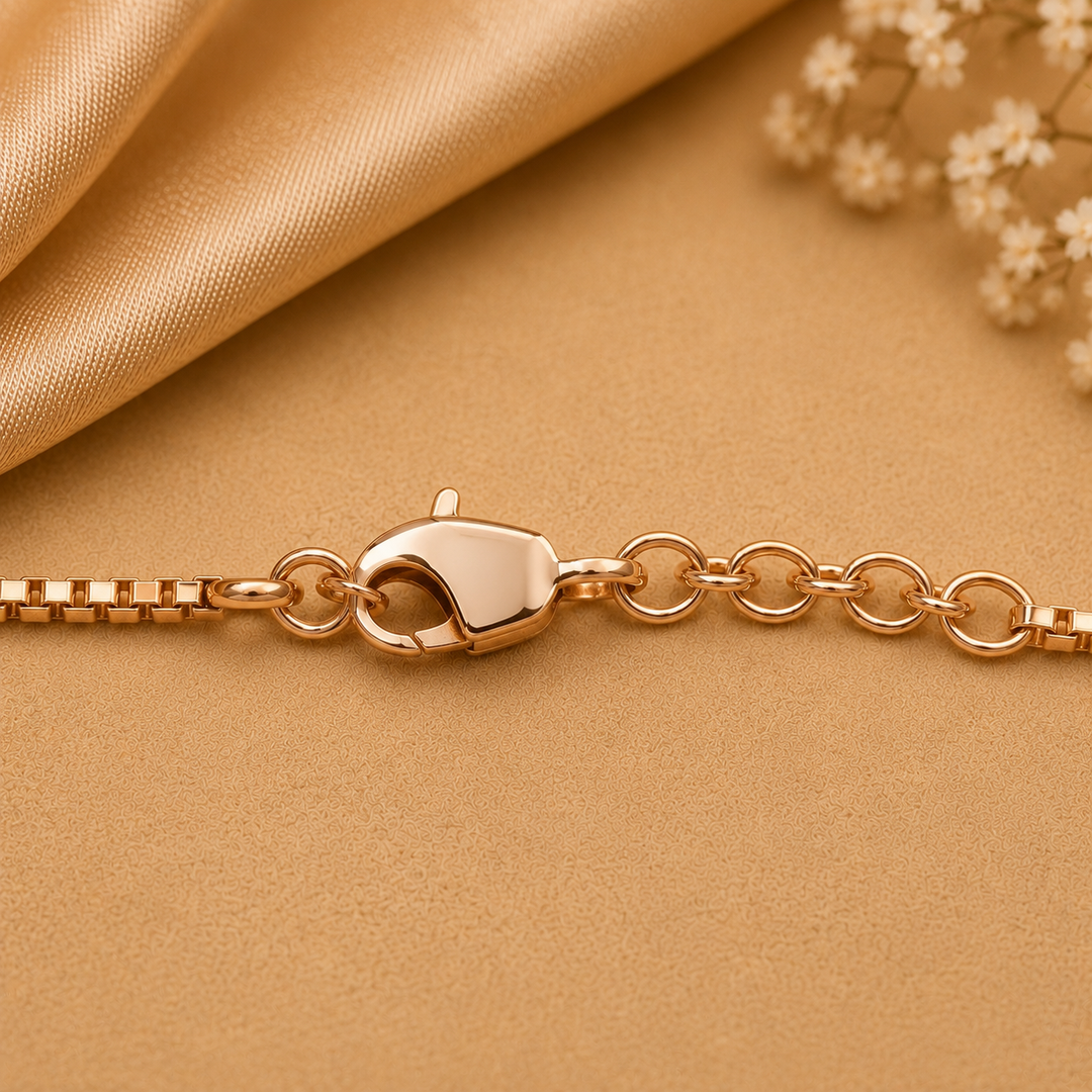 925 Sterling Silver Black Onyx Station Bracelet for Women | Rose Gold Finish
