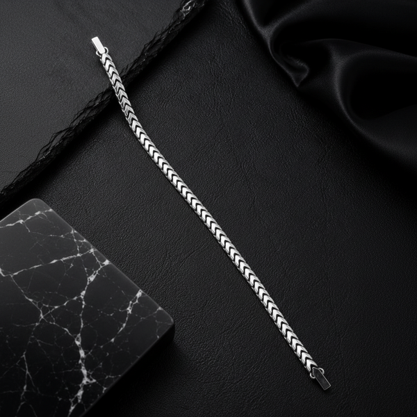 925 Sterling Silver Herringbone Bracelet for Men