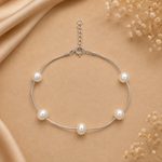 Load image into Gallery viewer, 925 Sterling Silver Freshwater Pearl Snake Chain Bracelet for Women