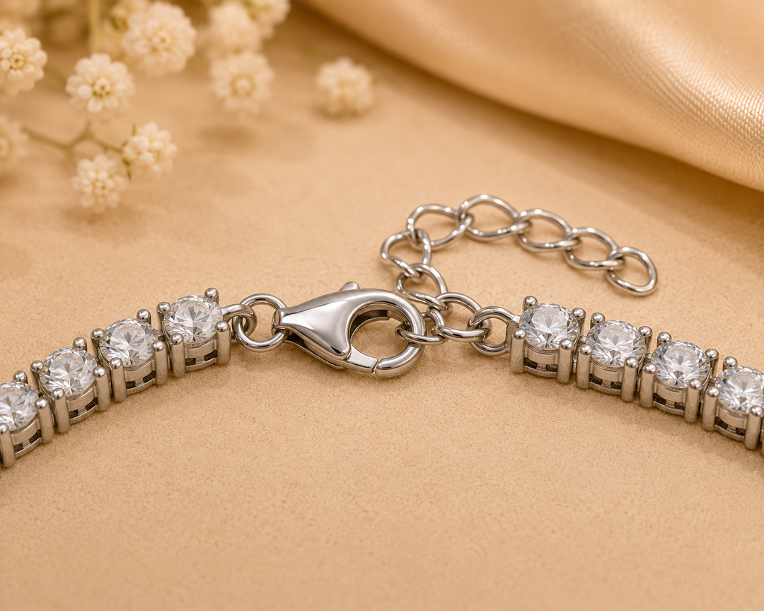 925 Sterling Silver Classic Tennis Bracelet for Women | Rhodium Finish