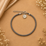Load image into Gallery viewer, 925 Sterling Silver Oxidised Beaded Bracelet for Women | Heart Charm