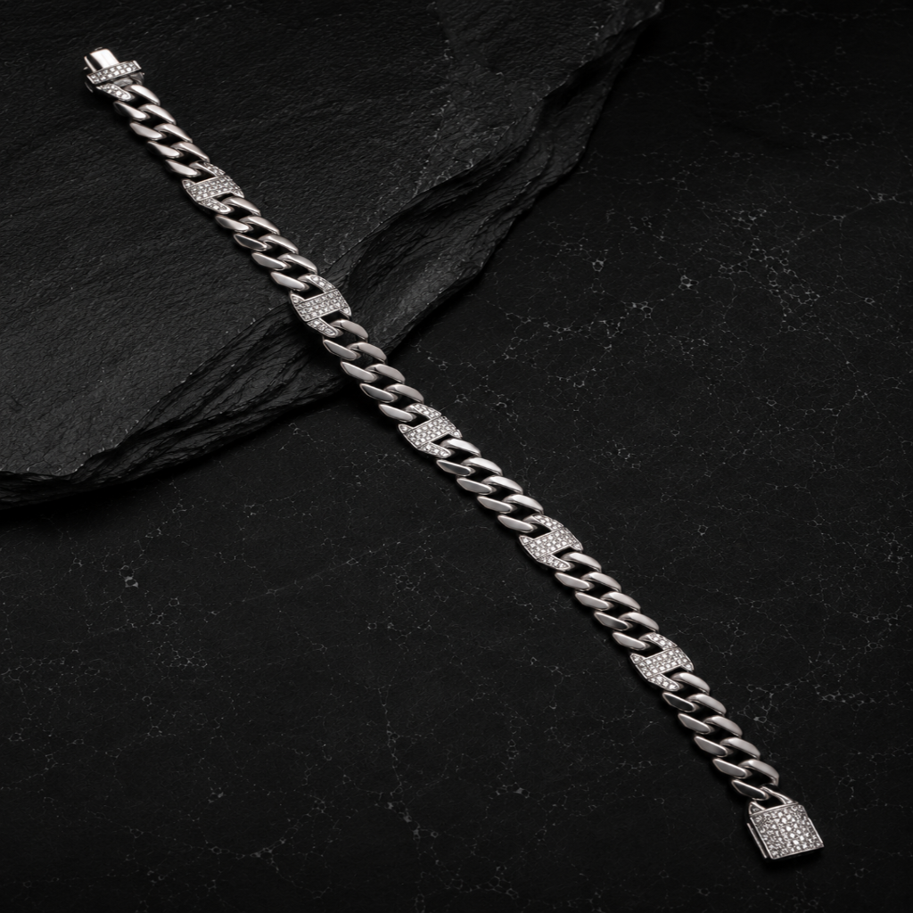 925 Sterling Silver Cuban Link Bracelet for Men