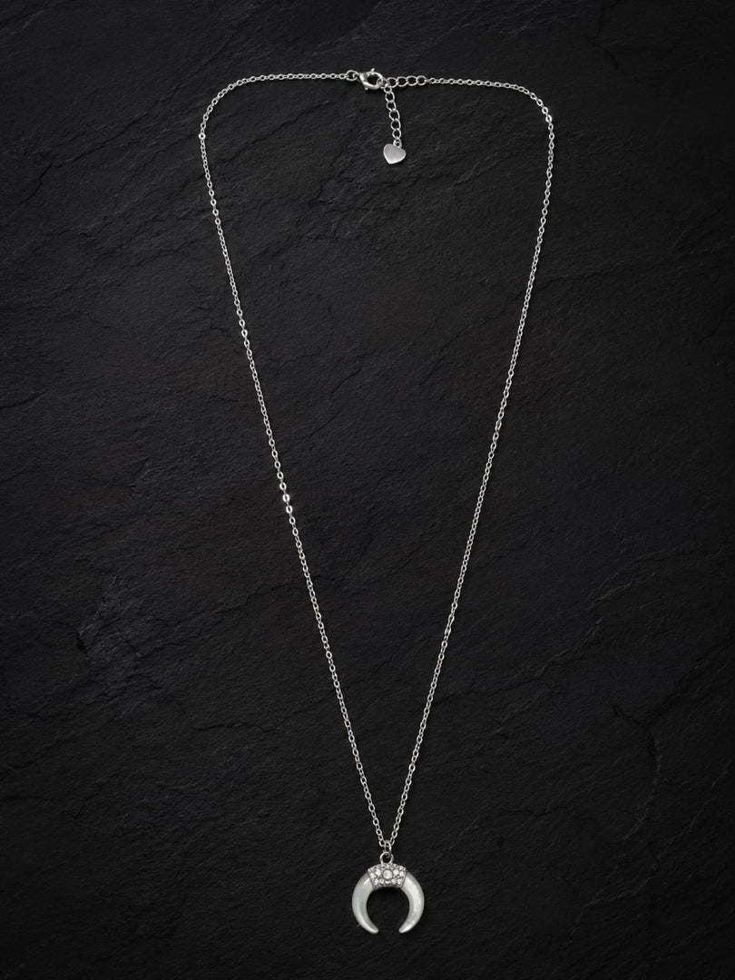 925 Sterling Silver Crescent Mother of Pearl Pendant Necklace