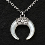 Load image into Gallery viewer, 925 Sterling Silver Crescent Mother of Pearl Pendant Necklace