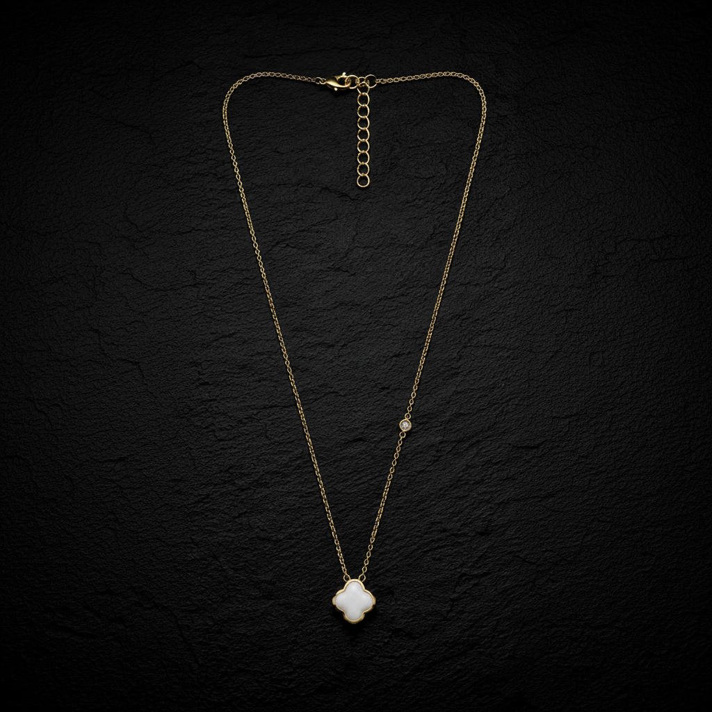 925 Sterling Silver Gold-Plated Clover Pendant Necklace