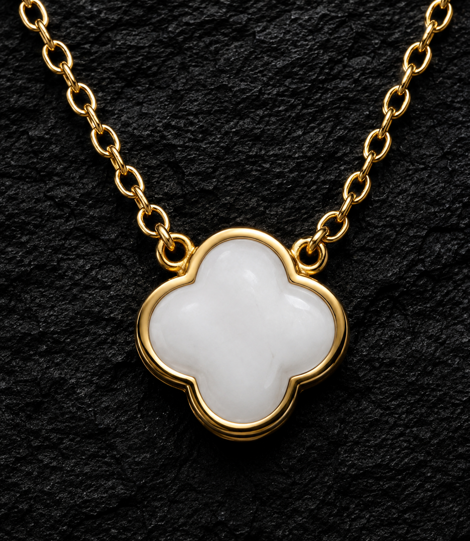 925 Sterling Silver Gold-Plated Clover Pendant Necklace