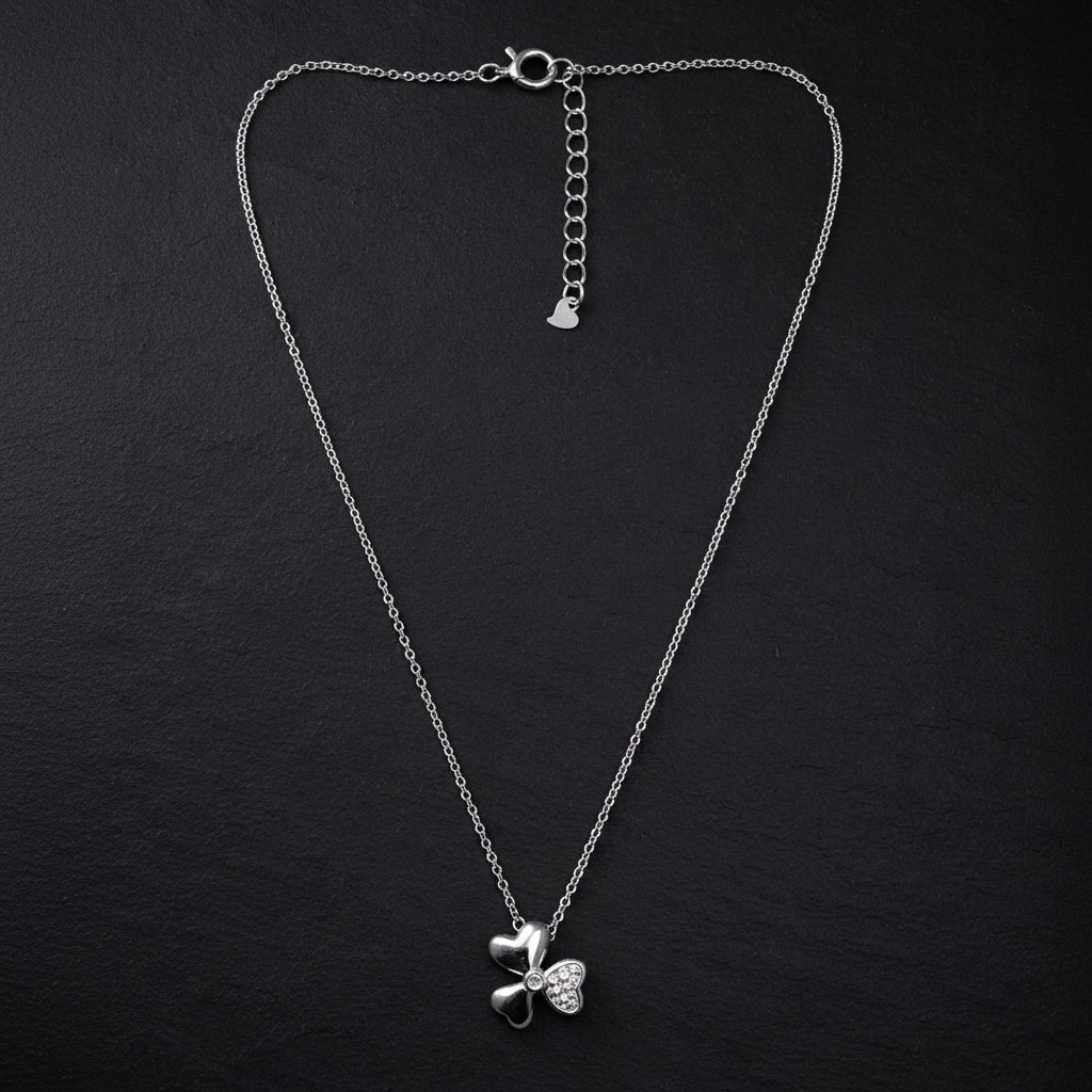 925 Sterling Silver Heart Floral Pendant Necklace