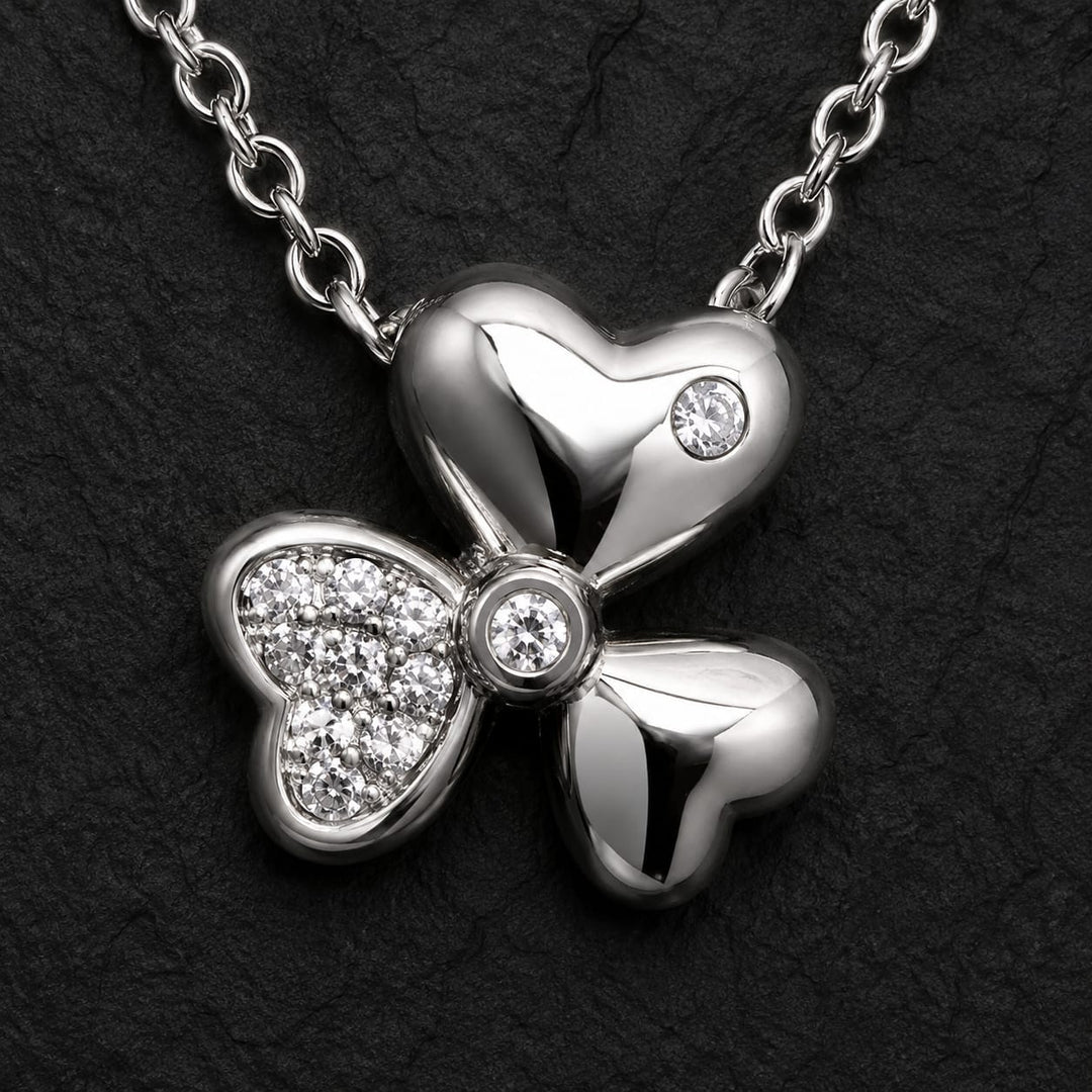 925 Sterling Silver Heart Floral Pendant Necklace