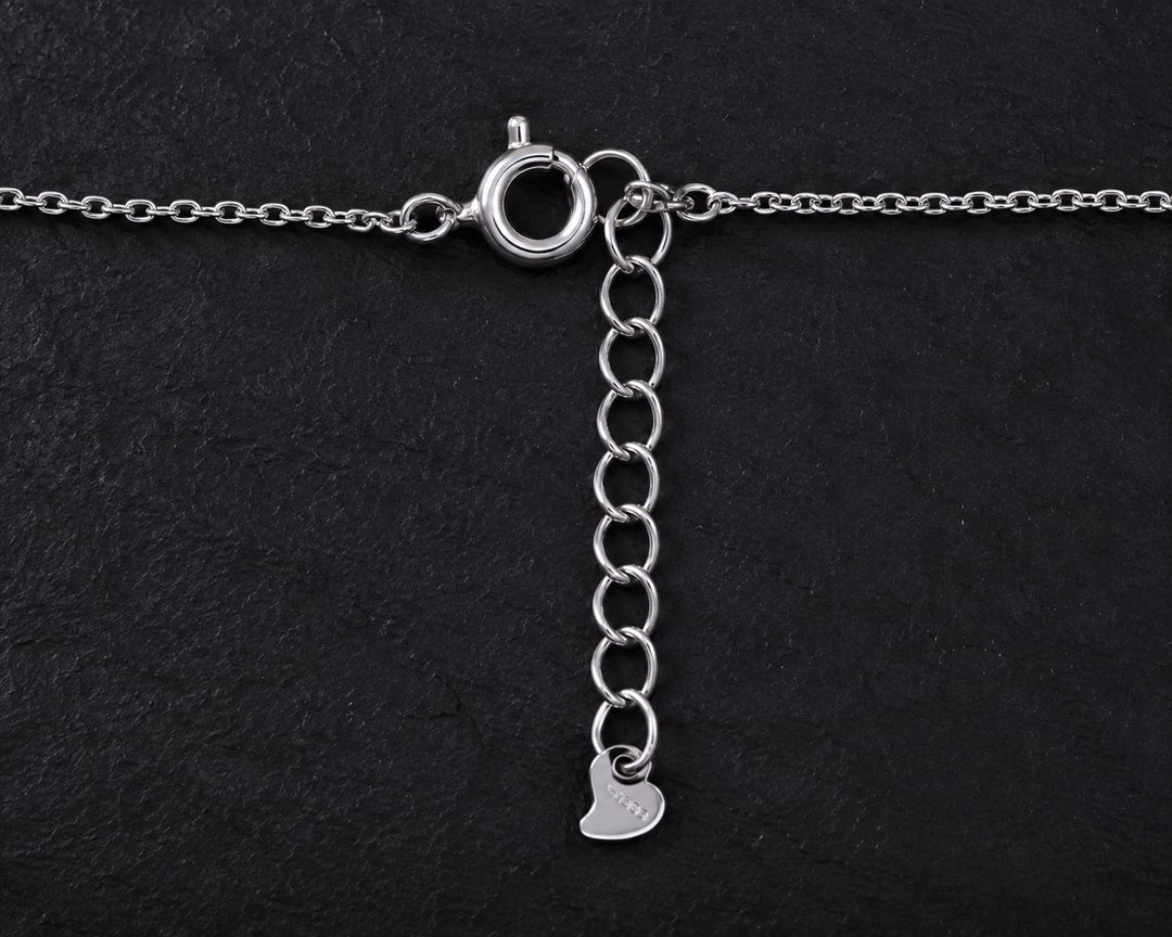925 Sterling Silver Heart Floral Pendant Necklace