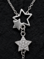 Load image into Gallery viewer, 925 Sterling Silver Double Star Pendant Necklace