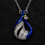 Load image into Gallery viewer, 925 Sterling Silver Blue Peacock Pendant Necklace