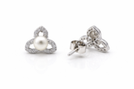 Load image into Gallery viewer, 925 Sterling Silver Pearl Stud Earrings with Zircon Accent Design