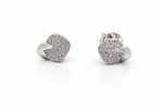 Load image into Gallery viewer, 925 Sterling Silver Textured Heart Stud Earrings with Zircon Detailing