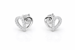Load image into Gallery viewer, 925 Sterling Silver Heart Stud Earrings with Sparkling Zircon