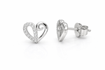 Load image into Gallery viewer, 925 Sterling Silver Heart Stud Earrings with Sparkling Zircon
