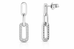 Load image into Gallery viewer, 925 Sterling Silver Chain Link Drop Earrings with Zircon Accents
