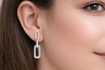 Load image into Gallery viewer, 925 Sterling Silver Chain Link Drop Earrings with Zircon Accents