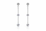 Load image into Gallery viewer, 925 Sterling Silver Long Chain Drop Earrings with Cubic Zirconia