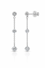 Load image into Gallery viewer, 925 Sterling Silver Long Chain Drop Earrings with Cubic Zirconia