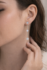Load image into Gallery viewer, 925 Sterling Silver Long Chain Drop Earrings with Cubic Zirconia