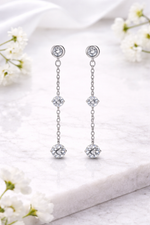 Load image into Gallery viewer, 925 Sterling Silver Long Chain Drop Earrings with Cubic Zirconia