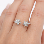 Load image into Gallery viewer, 925 Sterling Silver Floral CZ Adjustable Ring