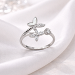 Load image into Gallery viewer, Sterling Silver Butterfly Design CZ Adjustable Ring