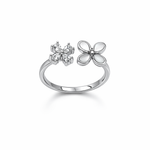 Load image into Gallery viewer, Dual Flower Design 925 Silver Open Ring