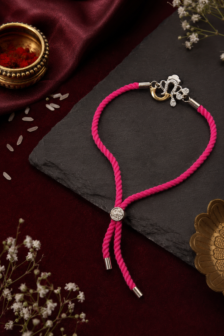 Raksha By Silver Ocean | Divine Om Ganesha Silver Rakhi