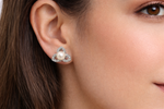 Load image into Gallery viewer, 925 Sterling Silver Pearl Stud Earrings with Zircon Accent Design