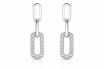 Load image into Gallery viewer, 925 Sterling Silver Chain Link Drop Earrings with Zircon Accents