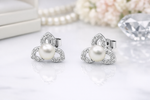 Load image into Gallery viewer, 925 Sterling Silver Pearl Stud Earrings with Zircon Accent Design