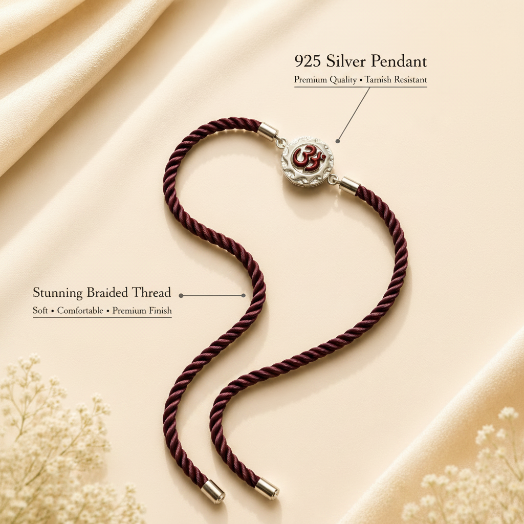 Raksha By Silver Ocean | Divine Om Silver Rakhi