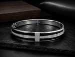 Load image into Gallery viewer, 925 Sterling Silver Onyx Stripe Kada for Men