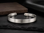 Load image into Gallery viewer, 925 Sterling Silver Classic Rhodium Kada for Men | Open Cuff Kada