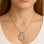 Load image into Gallery viewer, Swan-Inspired Sterling Silver Heart Pendant Necklace Silver Ocean Swan-Inspired Sterling Silver Heart Pendant Necklace