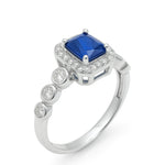 Load image into Gallery viewer, Royal Blue Sapphire &amp; CZ Silver Ring - SILVER OCEAN Royal Blue Sapphire &amp; CZ Silver Ring
