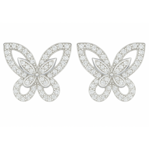 925 Sterling Silver Butterfly Earrings – Stud Design with Sparkling CZ Stones